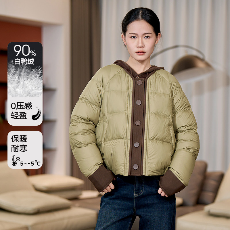 黛芙迪恩2025冬款90白鸭绒羽绒服时尚短款保暖外套秋冬厚款3076Z