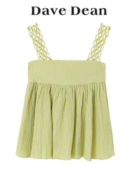 【黛芙迪恩商场同款】2024夏新款华夫格褶皱宽松背心吊带女 11669