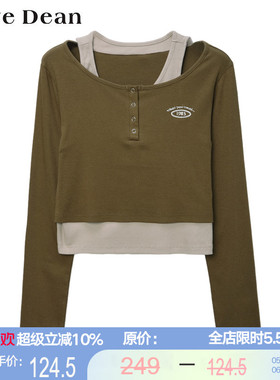 黛芙迪恩【商场同款女装】假两件圆领长袖短款针织衫 11267