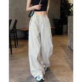 工装 休闲冰丝速干伞兵裤 裤 2025新款 美式 胖mm显瘦阔腿裤 女夏季 大码