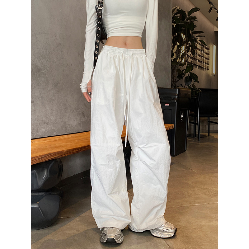 高腰通勤花约季长裤美式工装裤秋