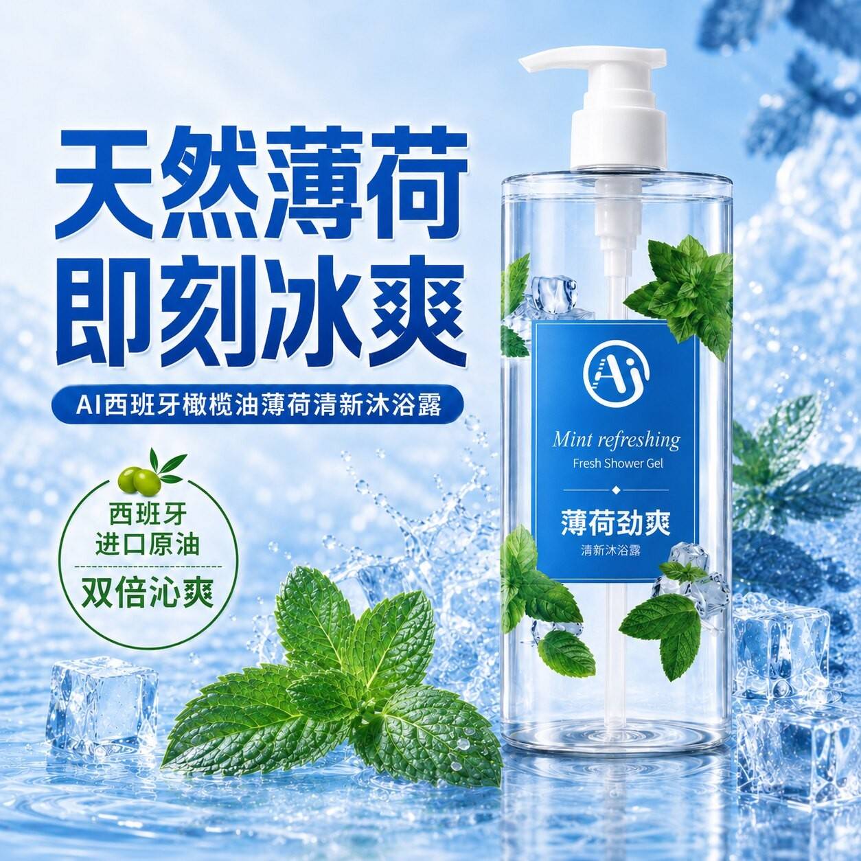 薄荷清爽沐浴露香氛持久留香清凉补水保湿温和去油清洁家用大容量