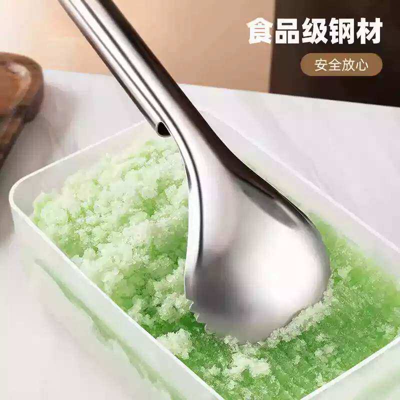 不锈钢刨冰勺家用刨绵绵冰勺手动刨冰工具摆摊大刮雪花酪碎冰勺子