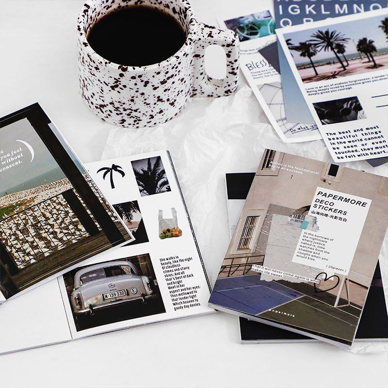 山海向晚手帐杂志贴纸本ins风复古贴画拼贴装饰素材手账贴纸一本