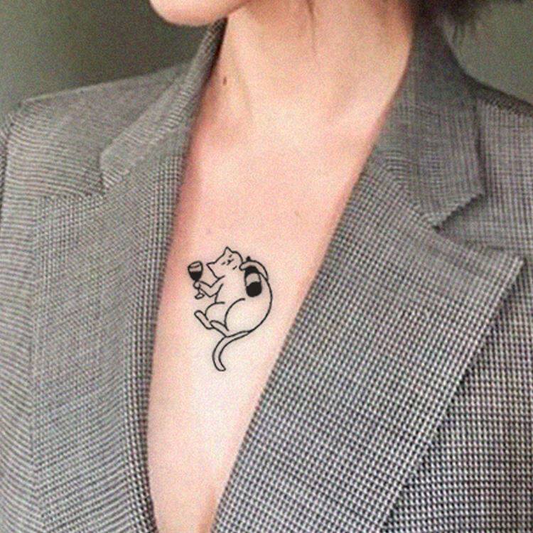 空空null 酒鬼猫 草本半永久防水持久果汁纹身贴可爱个性ins网红