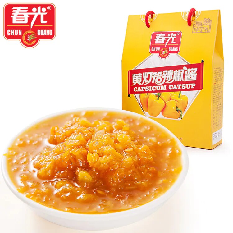 海南特产春光食品黄灯笼辣椒酱100gx6礼盒装鲜辣不辛一口爱上无油