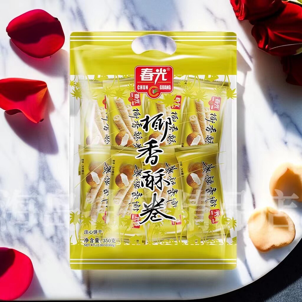 春光食品椰香酥350g／袋口感酥脆椰子味休闲小零食蛋卷