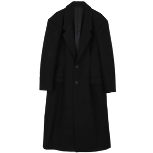 2024新款设计感雪花毛呢大衣男中长款过膝韩版宽松深咖色呢子外套