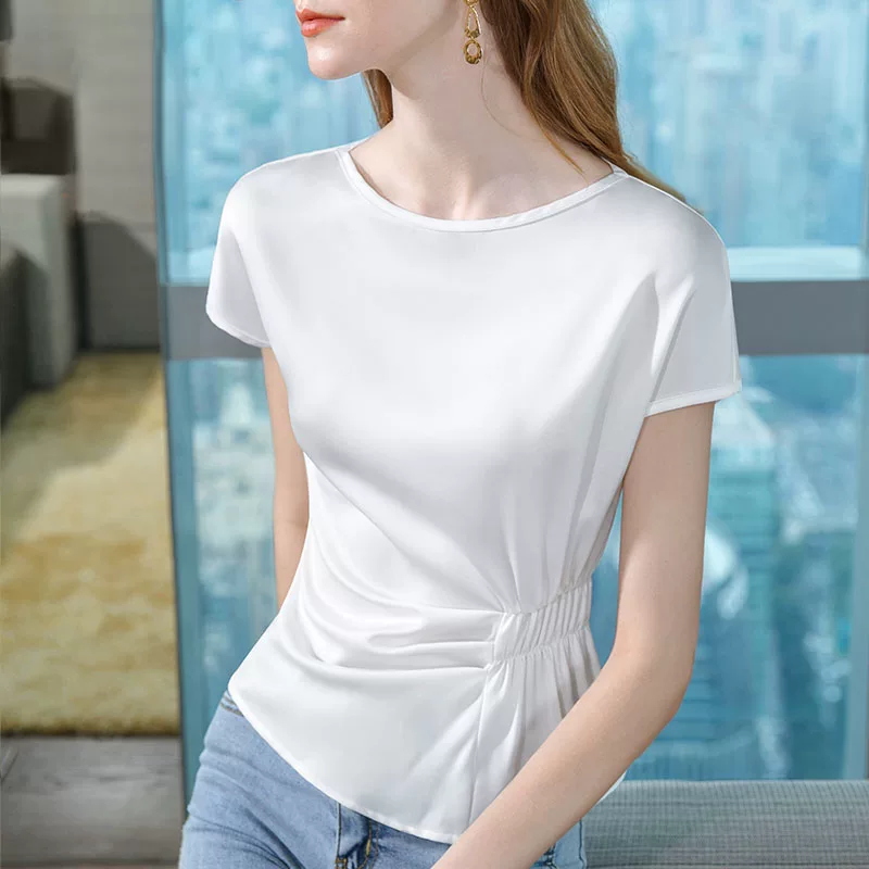 Shiffon summer T-shirt, European style, french style, with short sleeve, 2023 collection, western style