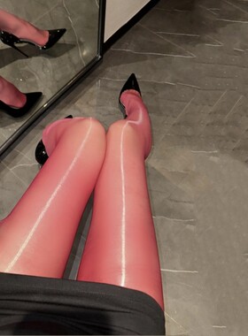 纯欲性感极光油亮丝袜女红色连裤袜油光开马油黑丝白丝诱惑超薄
