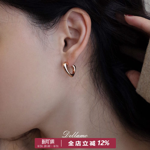 dellamo爱心耳环女高级简约百搭