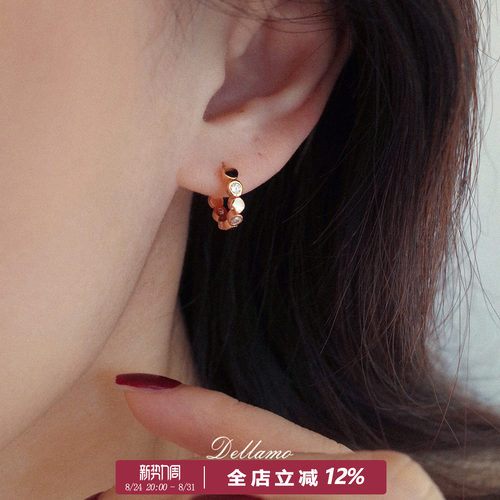 dellamo闪钻蜂巢圆圈耳饰女百搭