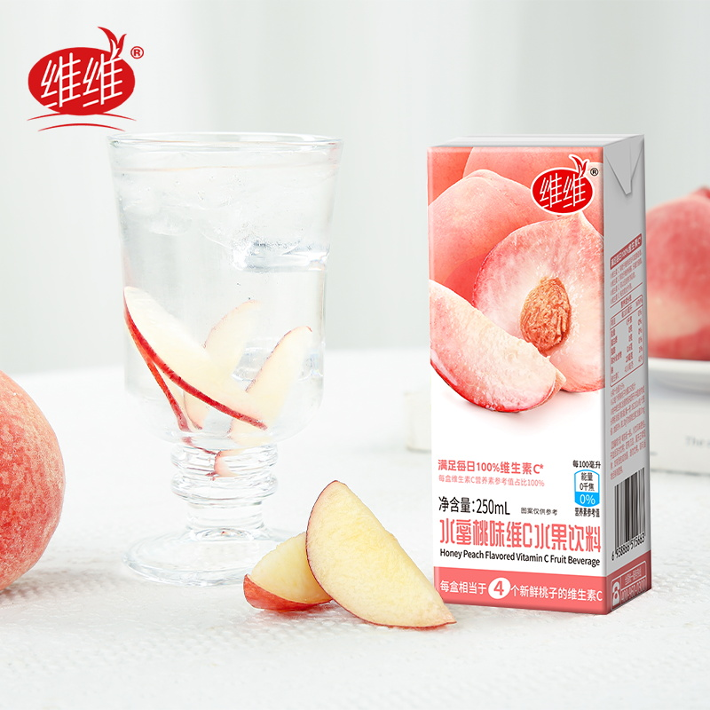 维维VC水蜜桃红苹果青柠甜橙多口味水果饮料250ml×10盒加厚彩箱
