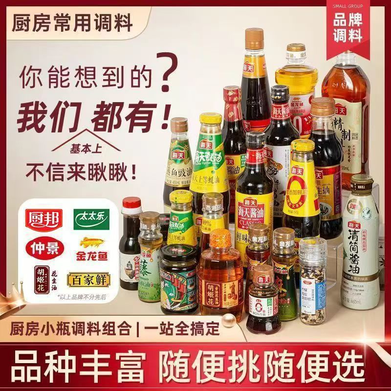 海天小瓶宿舍调料组合套装迷你家用小份厨房酱油醋厨房调味料大全