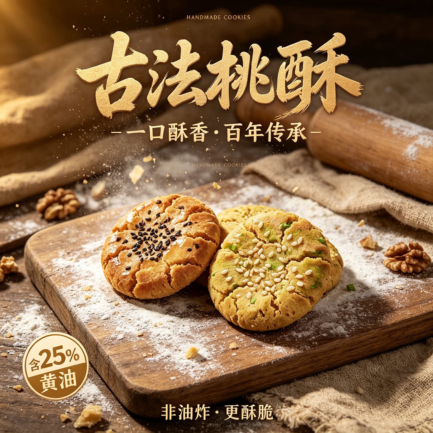 原味海盐香葱中式桃酥茶点非油炸