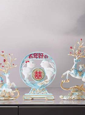 新中式创意鹿摆件客厅装饰新婚礼品轻奢玄关电视柜家居饰品送新人