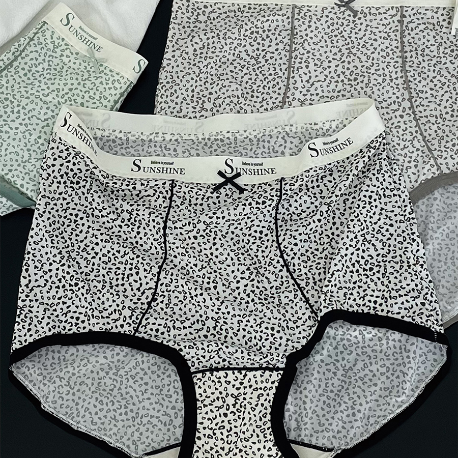 翘秘大码高腰冰丝豹纹速干三角裤