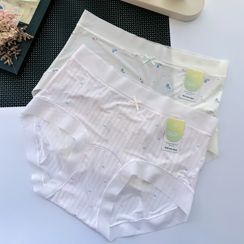 每奈9199女士中腰内裤小马印花少女短裤夏季薄款冰丝轻薄亲肤丝滑