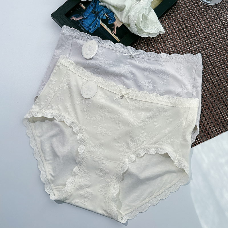 每奈女士内裤中腰提花桑蚕丝底裆