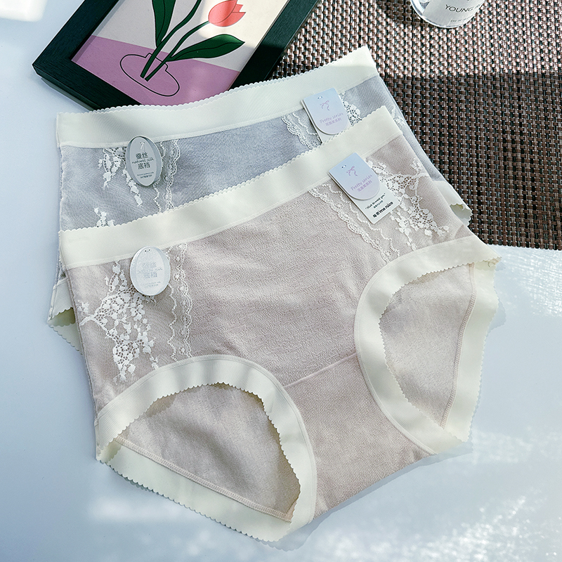 每奈中腰女士内裤亚麻棉透气