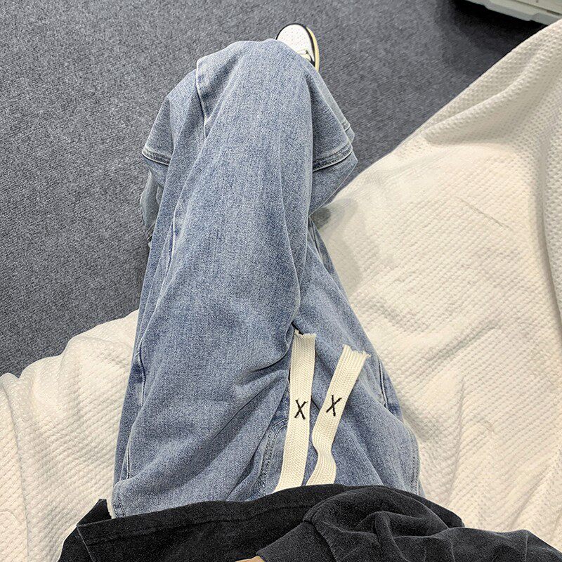美式vibe风裤子男秋季百搭牛仔裤潮牌ins高街春秋宽松直筒阔腿裤