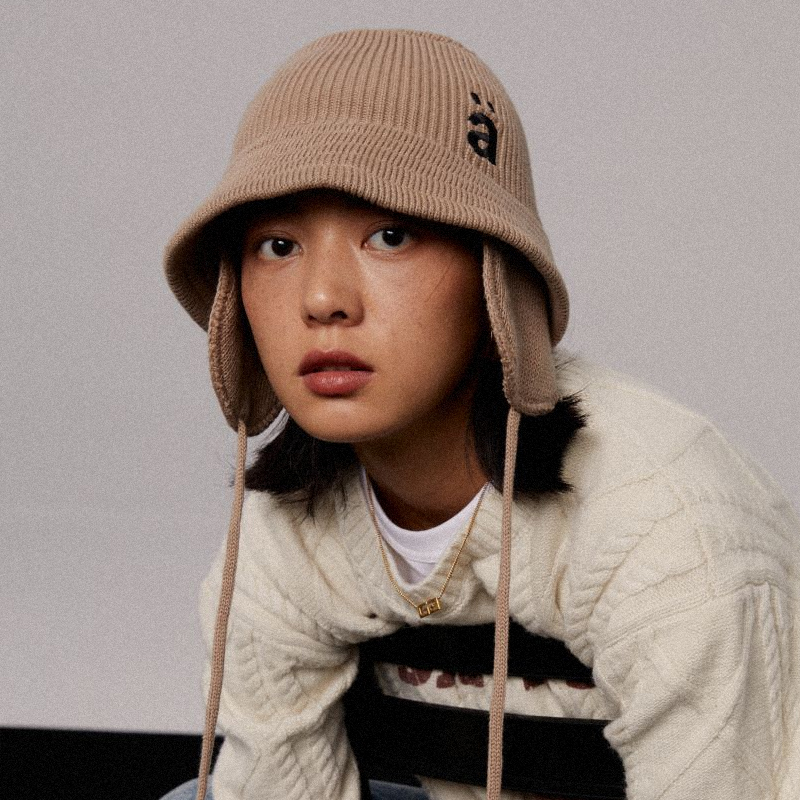 刺绣logo款米粽色渔夫帽