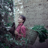 村姑服装 女80年代怀旧农村碎花衣服采茶舞服阿庆嫂话剧舞台演出服