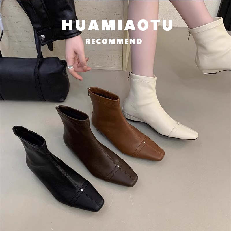 洋气巨好看的小短靴女方头2025新