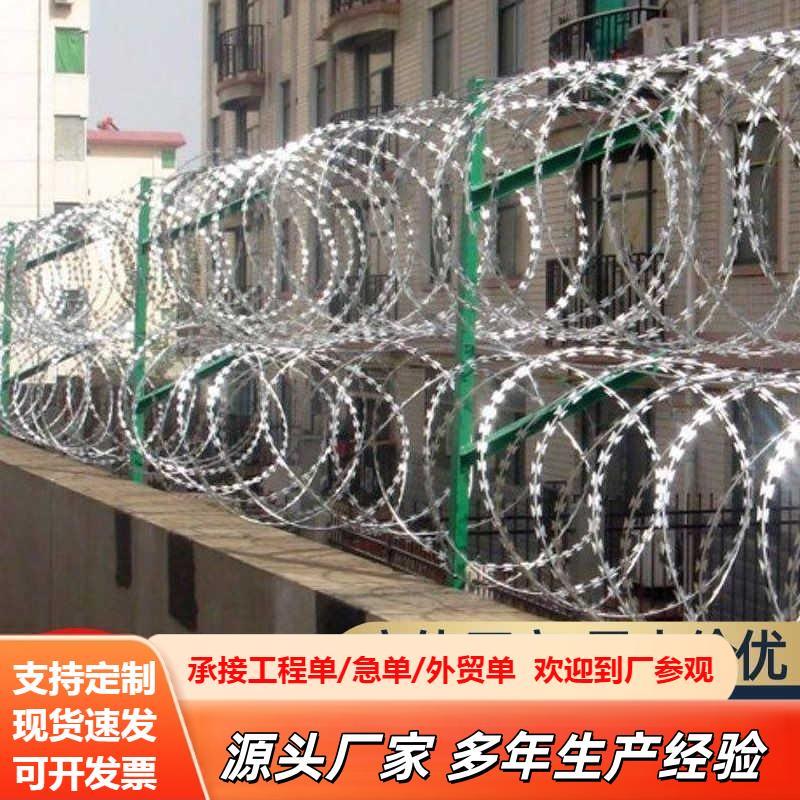刀片刺绳防盗刺滚笼刺网防盗网防爬刺铁丝网防爬网带刺铁丝图片
