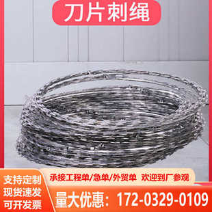 围墙刺网防盗网防爬刺带刺铁丝网热镀高锌防锈防盗刺滚笼刀片刺绳