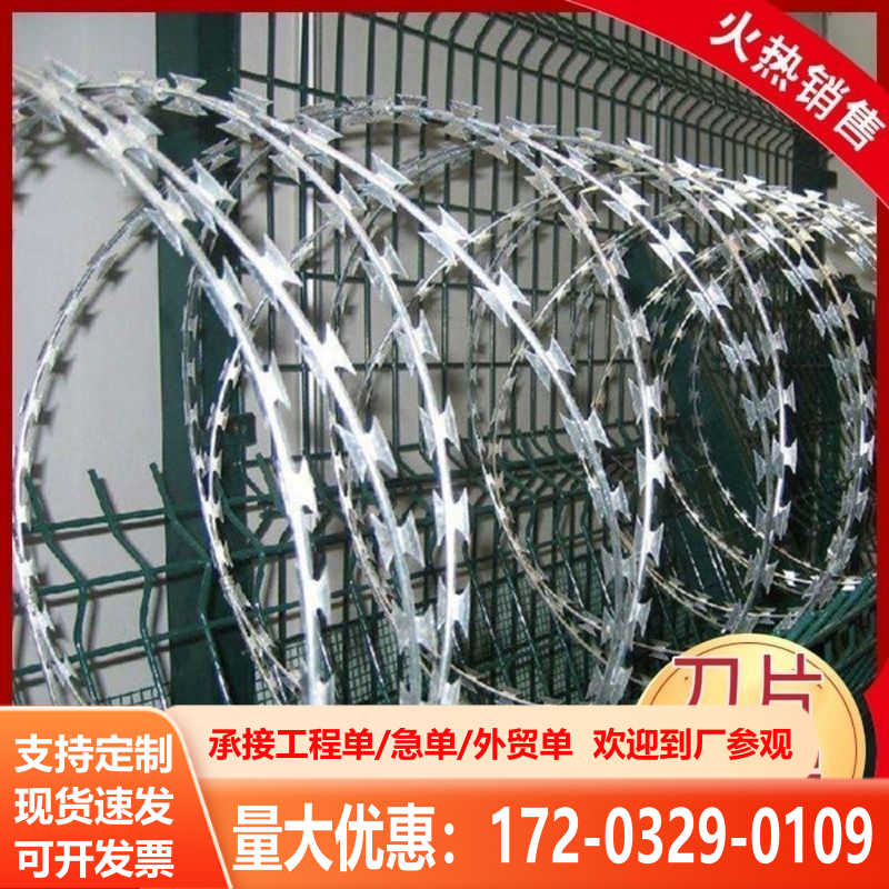 刀片刺绳防护网304不锈钢刺丝滚笼刺网带刺铁丝围墙防爬刺防盗网