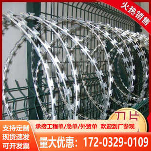 刀片刺绳防护网304不锈钢刺丝滚笼刺网带刺铁丝围墙防爬刺防盗网