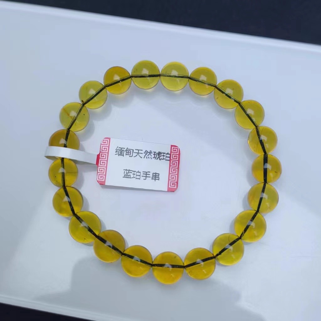 【老石珠宝】缅甸天然琥珀单圈蓝珀手串6mm