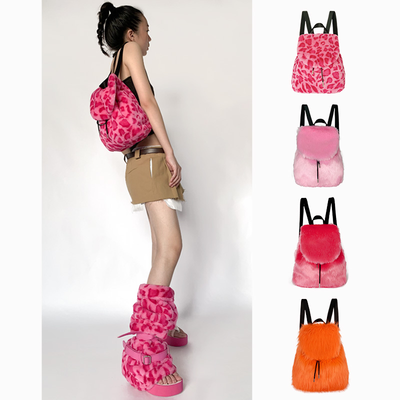 双肩包毛绒y2k千禧辣妹