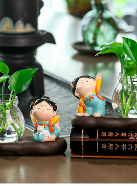 速发件厅装饰水家居轻奢风瑜伽玻璃透明花瓶摆客品养绿萝花器插花