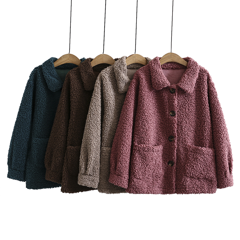 速发摇粒绒外套2022春秋新款中年妈绒装上衣羊剪妈大衣颗粒绒羊羔