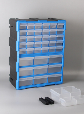 速发蓝色加厚拼装桌面收屉式抽纳筐零件螺丝电分元件整理箱子格储
