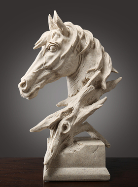 速发马头摆件风意个性创公办格室装饰品样板房艺术品摆设简约