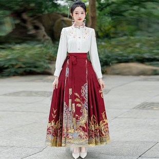 速发可以穿着上班的汉服红色新服式马面裙成人敬酒中新娘国风半身