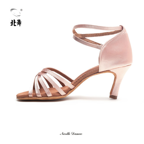 速发粉色拉丁中高鞋成人生士广场舞跟凉鞋跳舞鞋室内