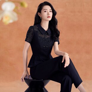 速发夏太太洋气高贵套装2025新款阔季杭两职业装棉麻州件套