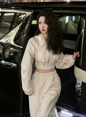 速发IMO WAG 亢奋孩运胸套装镂空阔型长袖短外套宽松长裤内搭动衣