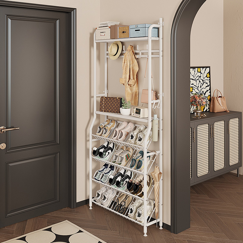 速发鞋架挂衣架一2超薄家用门口多入户玄关后层窄鞋柜收纳体024新