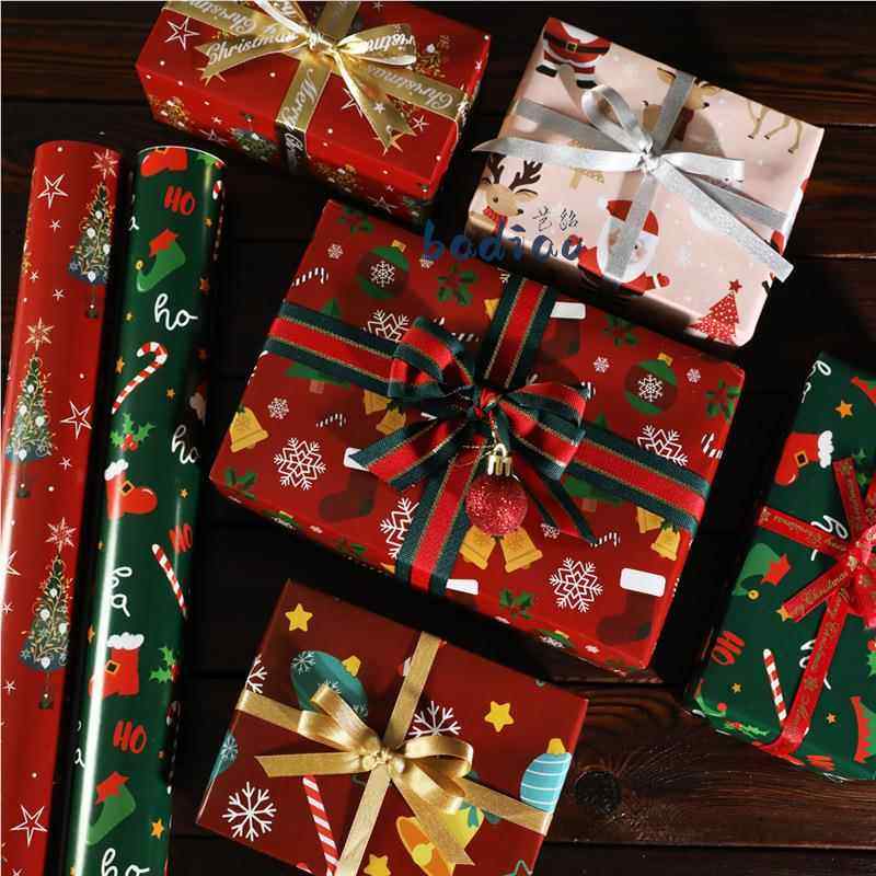 速发圣诞节包装纸生日礼品包鞋盒装饰风物儿童礼送堆手工纸