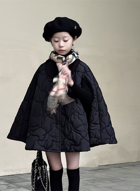 TOUKIDS女童儿童斗篷秋冬外出挡风披风披肩防寒公主夹棉保暖洋气