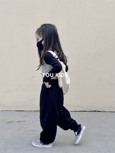 TOUKIDS儿童套装女童潮酷穿搭黑灰套装帅气时髦秋装时尚洋气