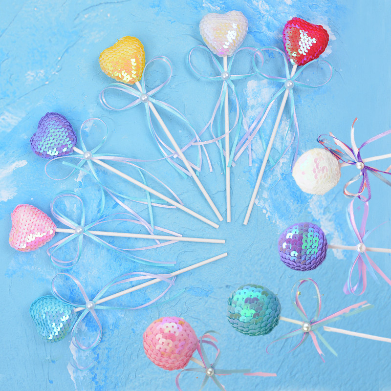 女孩亮片心形插卡摆件生日蛋糕