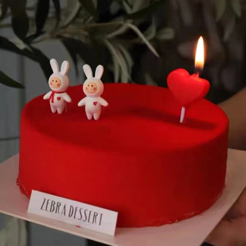 不二兔情人节蛋糕装饰摆件围巾爱心小兔子520情侣生日告白插件