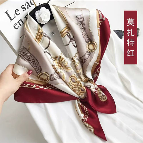 真丝丝巾70X70桑蚕丝小方巾女春秋搭配衬衫护颈围脖子装饰薄围巾