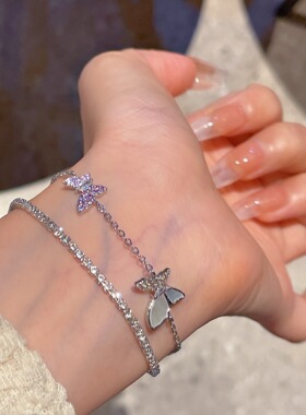 仙女风蝴蝶手链小众清新蝴蝶手绳2025年百搭高级感精致网红风饰品